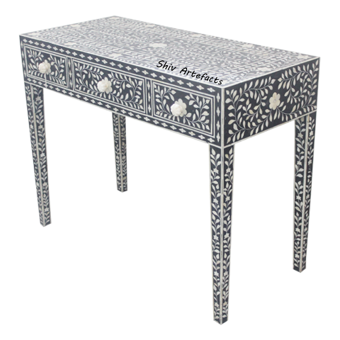 BONE INLAY FLORAL DESIGN CONSOLE