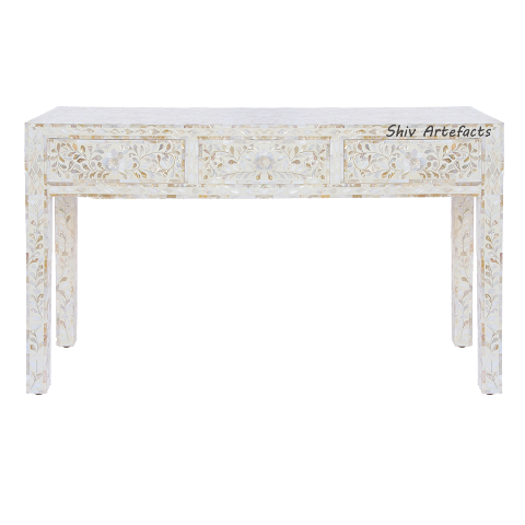 MOTHER OF PEARL INLAY FLORAL DESIGN CONSOLE