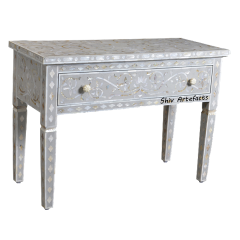 MOTHER OF PEARL INLAY FLORAL DESIGN CONSOLE