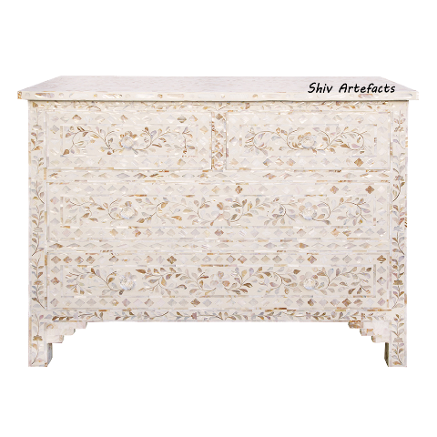 MOTHER OF PEARL INLAY FLORAL DESIGN CHEST