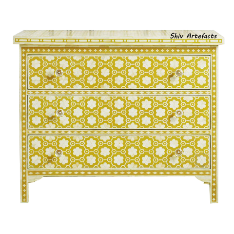 BONE INLAY FLORAL GEOMETRICAL DESIGN CHEST